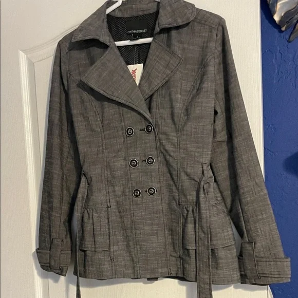 Cynthia Rowley  Charcoal Double-Breasted Coat - Picture 2 of 5